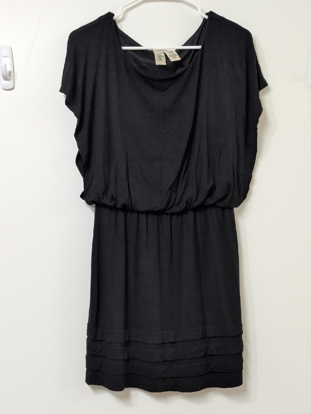 L8ter Black Flutter Sleeve Ruffle Mini Dress Size Large